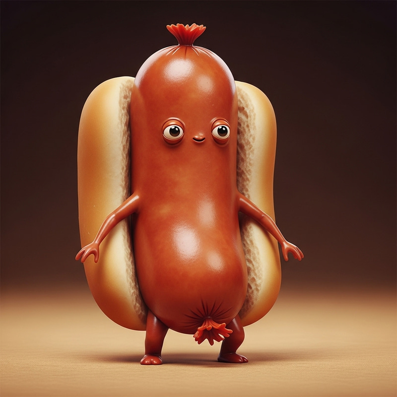 Hot Dog Creature - Unique Food-Inspired Being Hot Dog Creature - Unique Food-Inspired Being