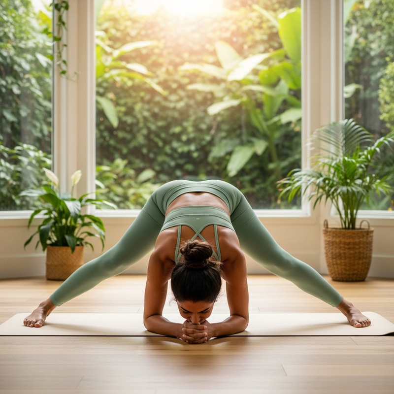 Woman in Yoga Attire Perfecting the Frog Pose Woman in Yoga Attire Perfecting the Frog Pose