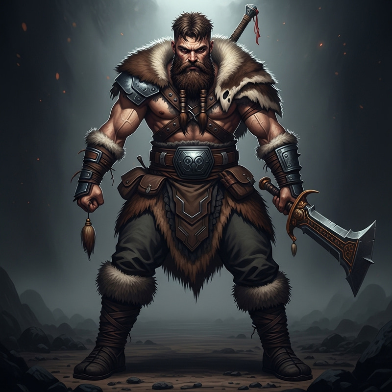 Burly Bearded Barbarian in Grimdark Style