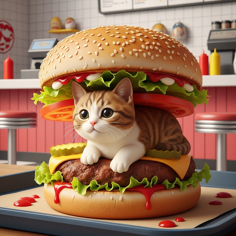 Unique Cat Burger: A Whimsical Fast Food Delight Unique Cat Burger: A Whimsical Fast Food Delight