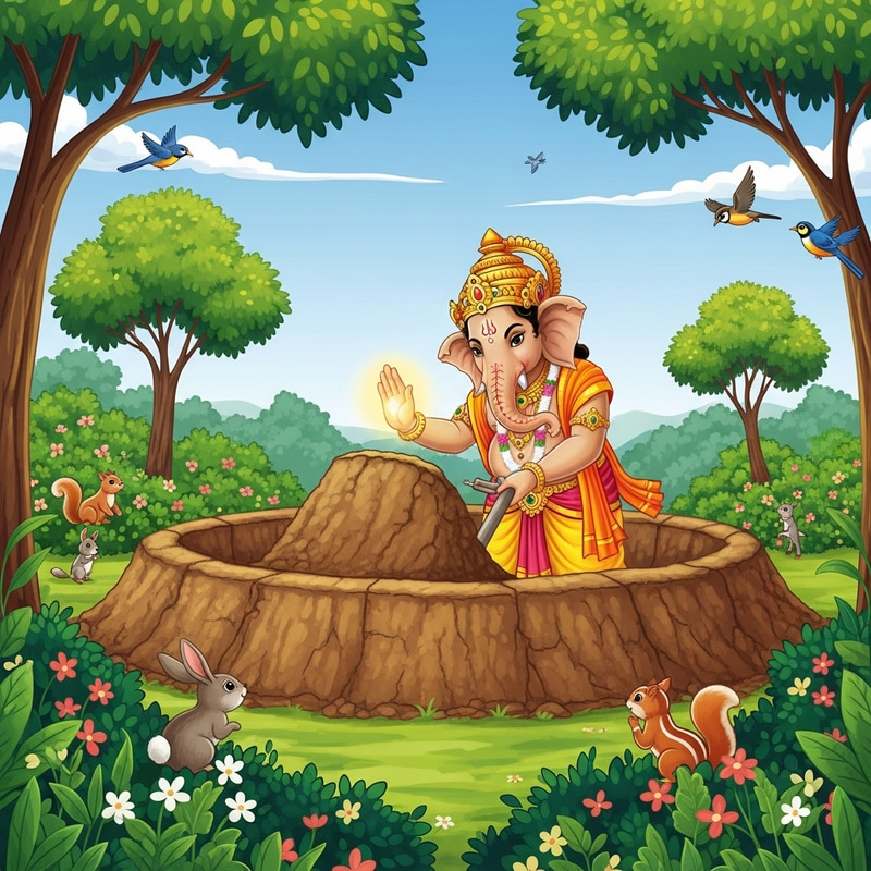Ganesh Creating Tank Bund | Mythical Sculpture Scene Ganesh Creating Tank Bund | Mythical Sculpture Scene