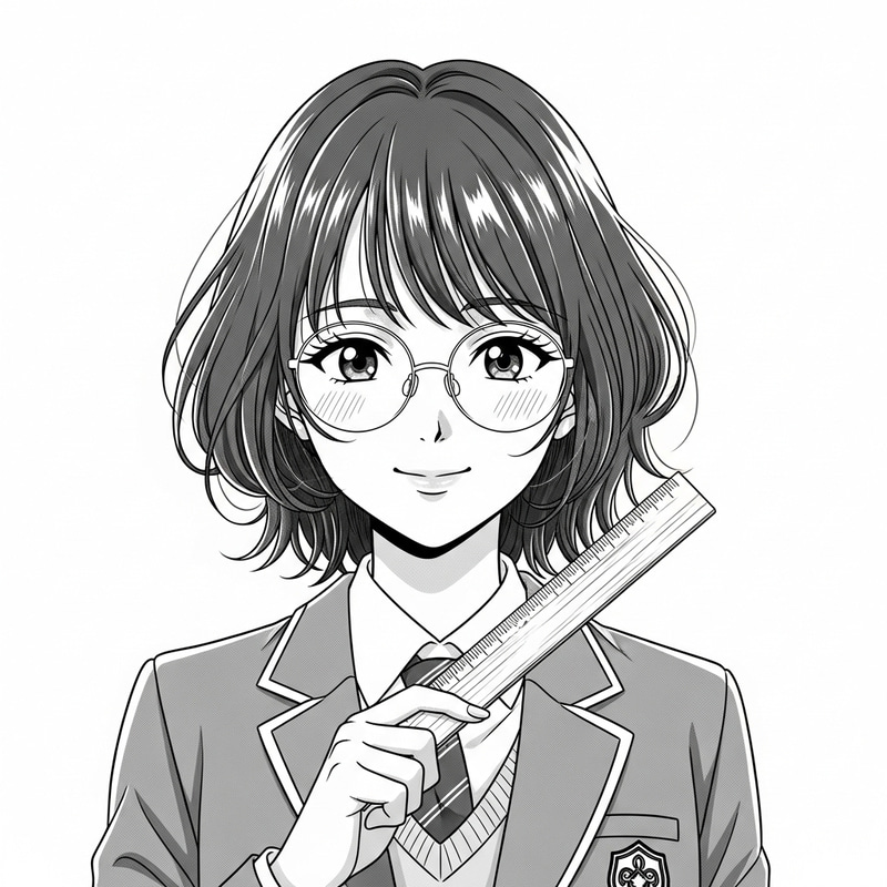 Cute Anime High School Girl in Monochrome Portrait