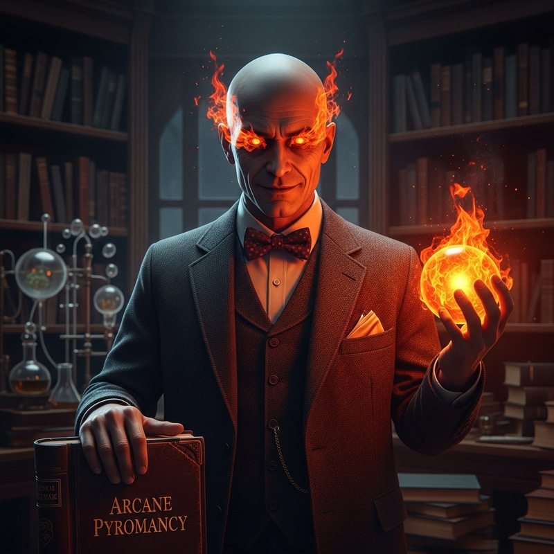 Male Professor with Fiery Gaze