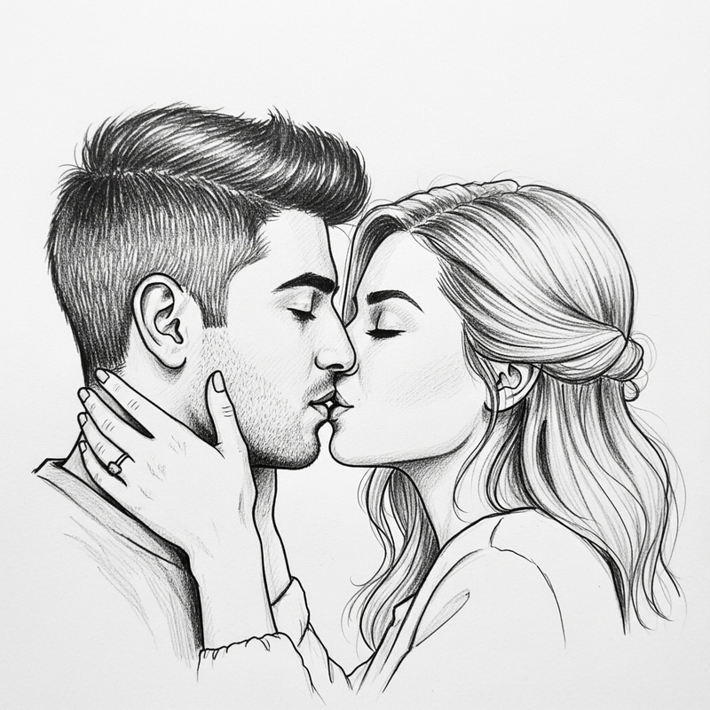 Tender Kiss: Middle-Eastern Man & American Woman in Romantic Embrace Tender Kiss: Middle-Eastern Man & American Woman in Romantic Embrace