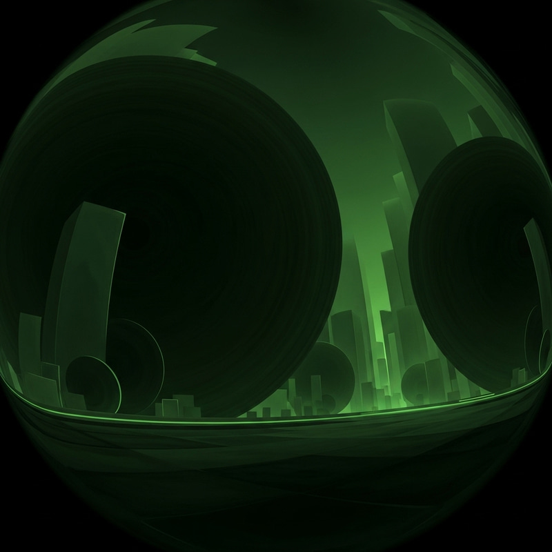 Intriguing Dark Green Abstract with Architectural Elements