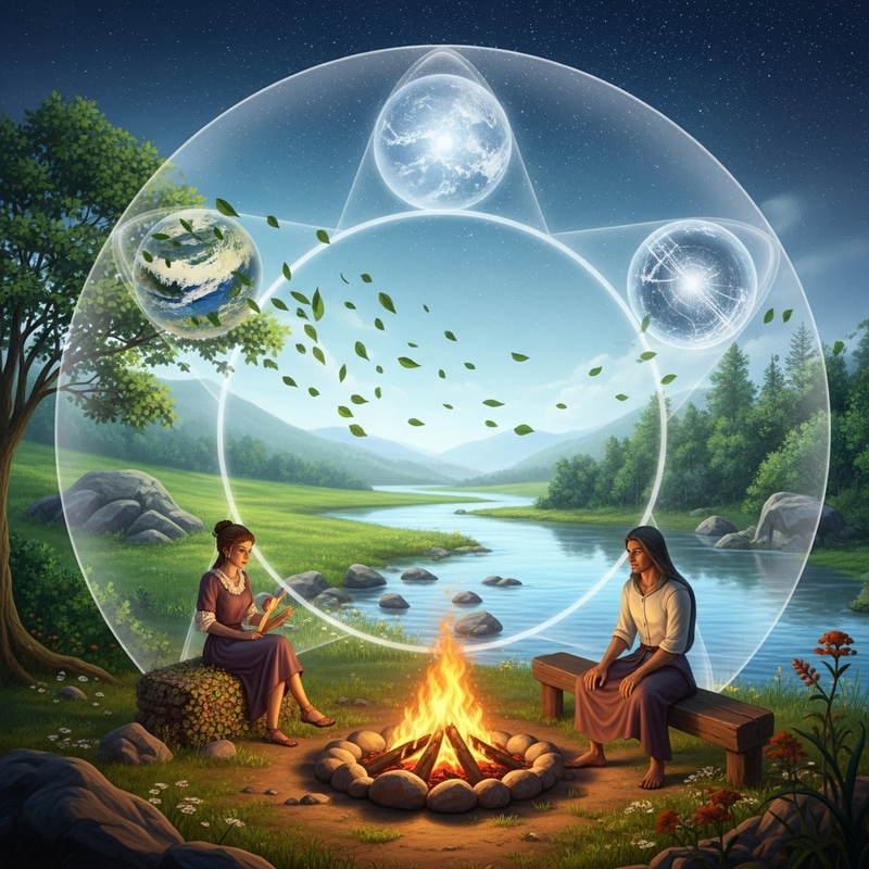Unity of Five Elements - Earth, Water, Air, Fire and Ether | Detailed Photo