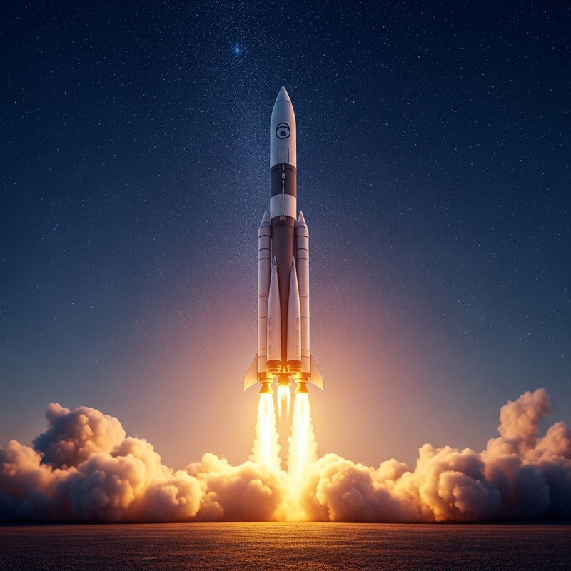 Majestic Rocket Soars Upward into the Unexplored Vastness of Space