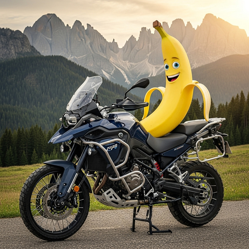 Banana Riding Adventure Motorcycle - Unique Sunset Scene Banana Riding Adventure Motorcycle - Unique Sunset Scene