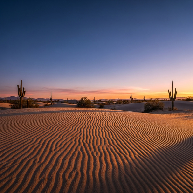 Desert Landscape: Aesthetic Simplicity in Golden Sands Desert Landscape: Aesthetic Simplicity in Golden Sands