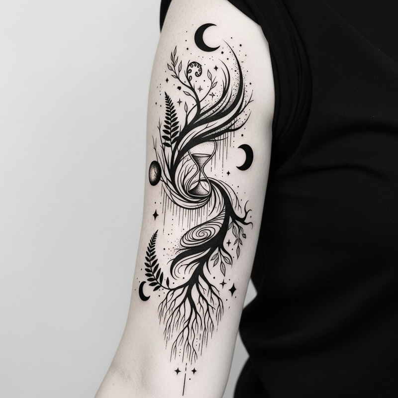 Unique and Unseen Tattoo Design with Intricate Lines and Swirls