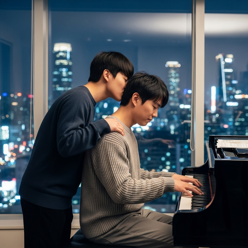 Romantic Piano Serenade with a View of Seoul | Realism Art