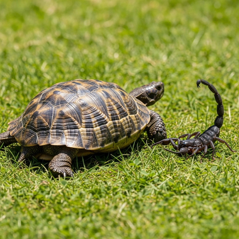 Harmony of Nature: Turtle and Scorpio Encounter Harmony of Nature: Turtle and Scorpio Encounter