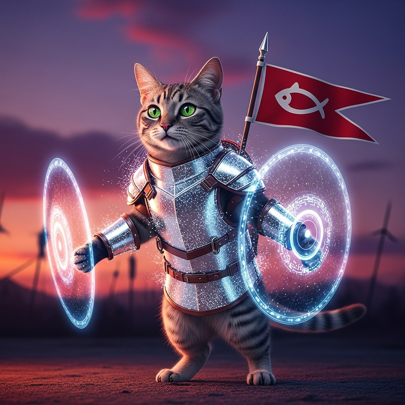 A Cat at War: Epic Feline Battle Scene A Cat at War: Epic Feline Battle Scene