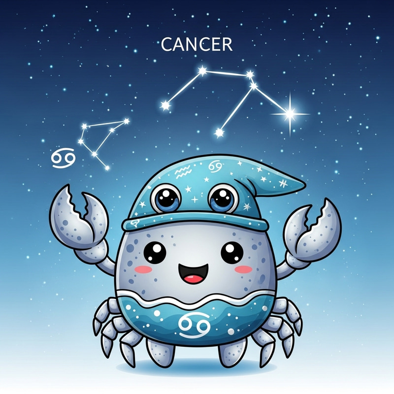 Cute Cancer Zodiac Sign Mascot in Silver and Blue Cute Cancer Zodiac Sign Mascot in Silver and Blue