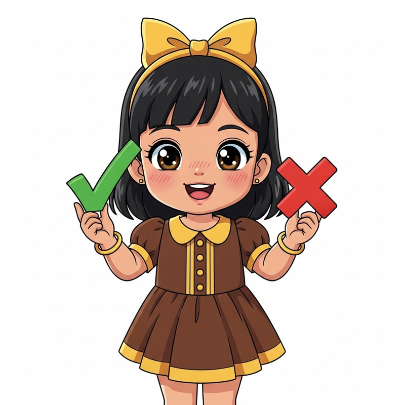 Adorable South Asian Girl Anime Illustration | Joyful Decision-Making