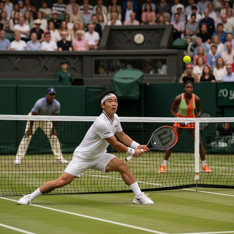 Exciting Tennis Match on Perfect Court Exciting Tennis Match on Perfect Court