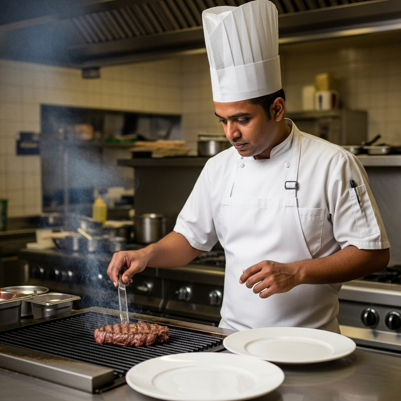 Mid-Age Chef Cooking Juicy Steak | Expert Culinary Preparation