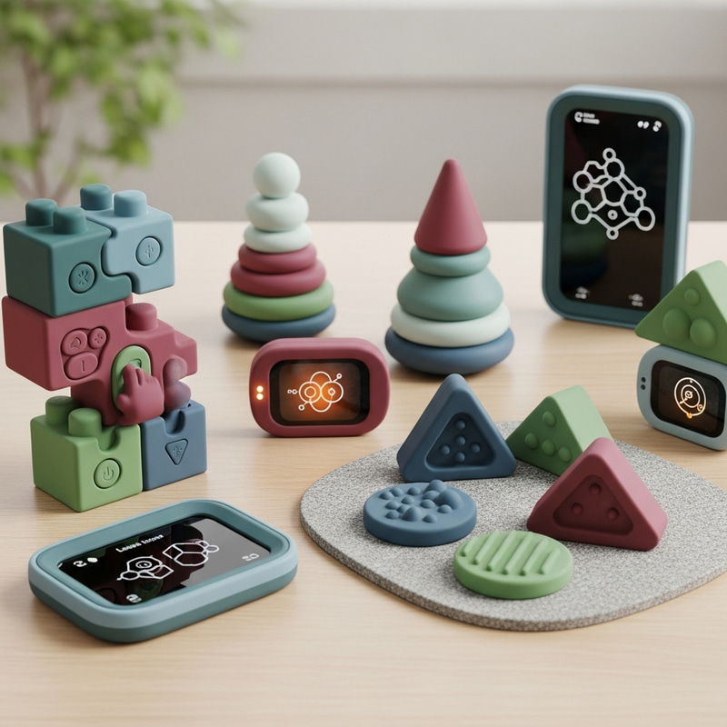 Futuristic Educational Children's Silicone Toys in Muted Shades Futuristic Educational Children's Silicone Toys in Muted Shades