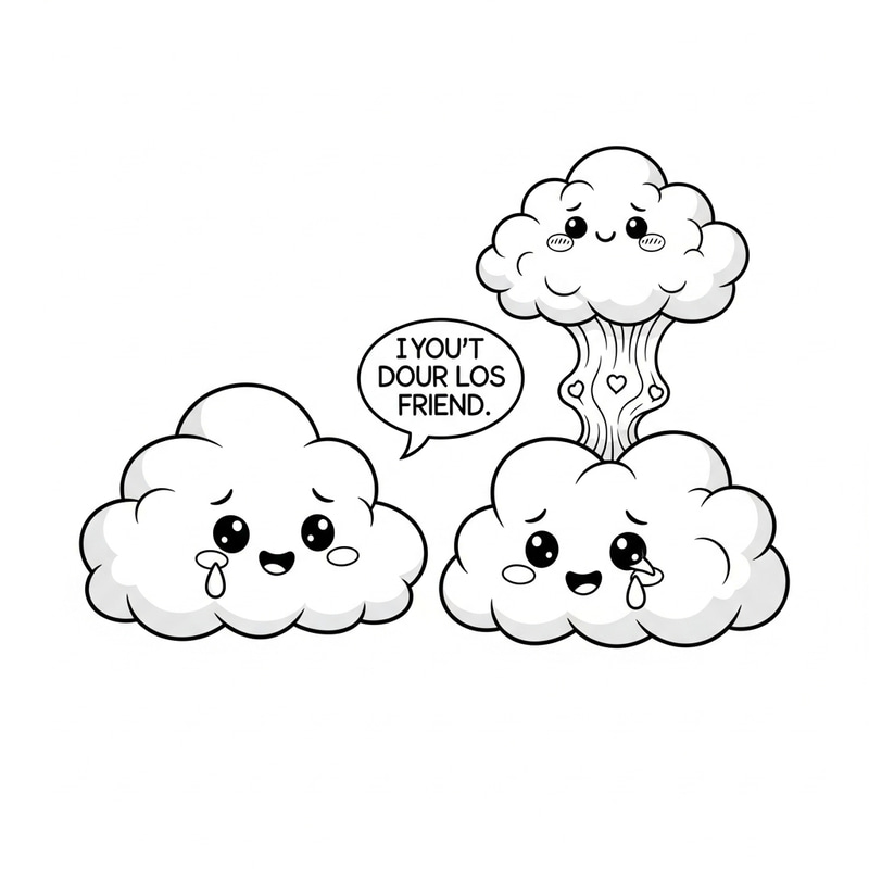 Heartwarming Whimsical Clouds Coloring Page for Children Heartwarming Whimsical Clouds Coloring Page for Children