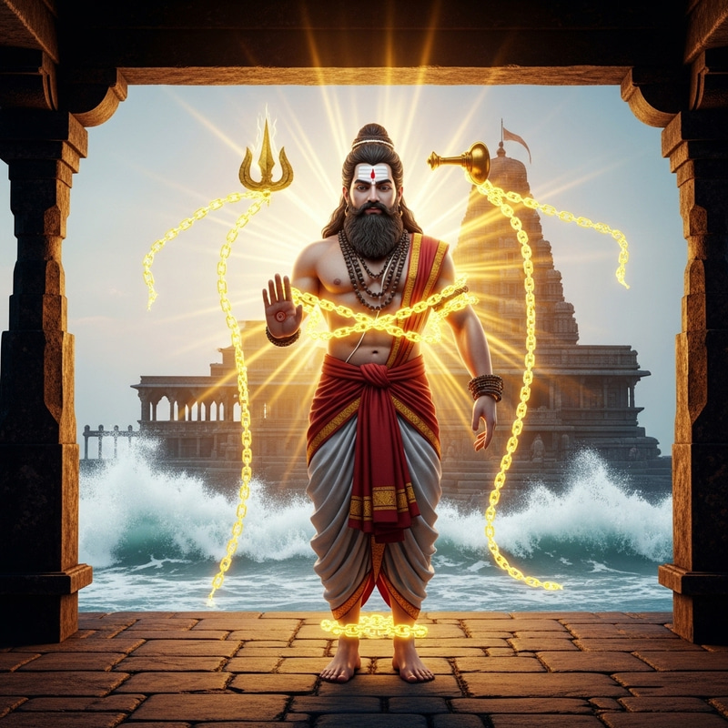 Divine Hanuman in a Serene Seashore Temple Divine Hanuman in a Serene Seashore Temple