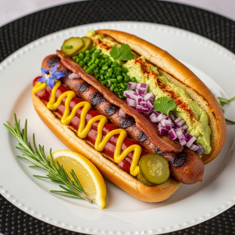 Realistic Creative Hot Dog Presentation for Culinary Visuals Realistic Creative Hot Dog Presentation for Culinary Visuals