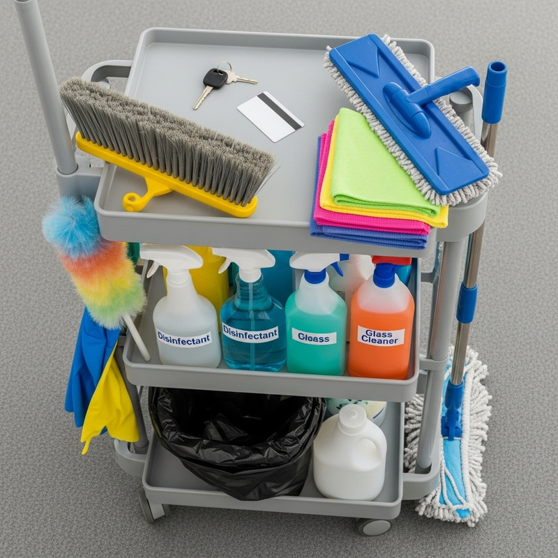 Office Cleaning Set for Offices | Top View Cart Display