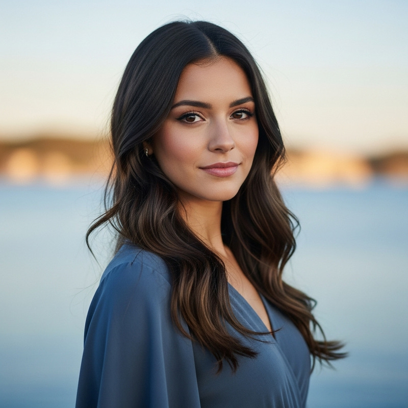 Tranquil Beauty: Enchanting Hispanic Woman with Dark Hair
