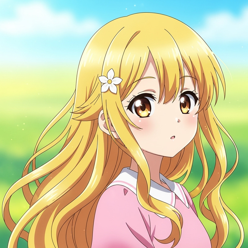 Anime Girl with Yellow Hair - Charming Eyes