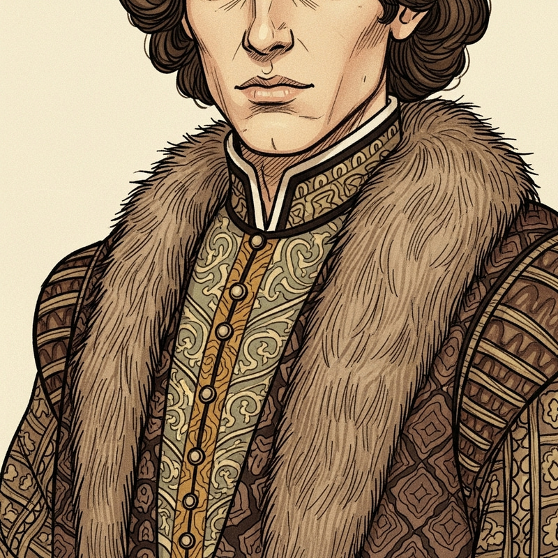 Man in Period Clothing and Fur: Detailed Illustration Man in Period Clothing and Fur: Detailed Illustration