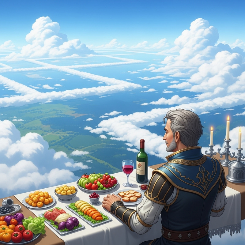 Above the Sky: A Noble's Tranquil Moment of Relaxation