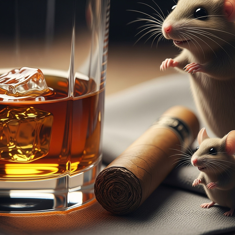 Luxury Whisky and Cigar Image for Miniature Mouse Menu