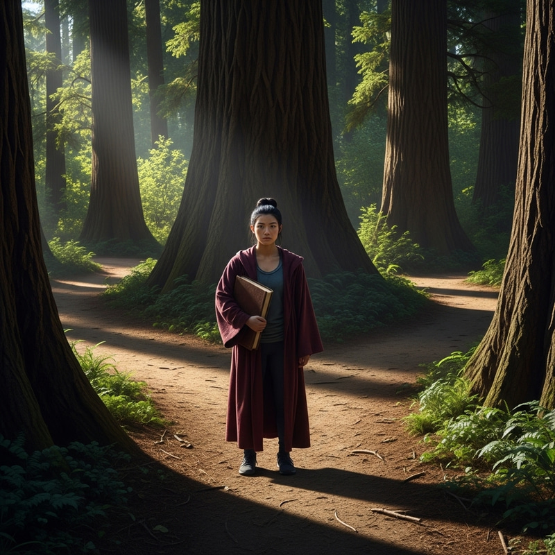 Divergent Paths: Cinematic Forest Scene