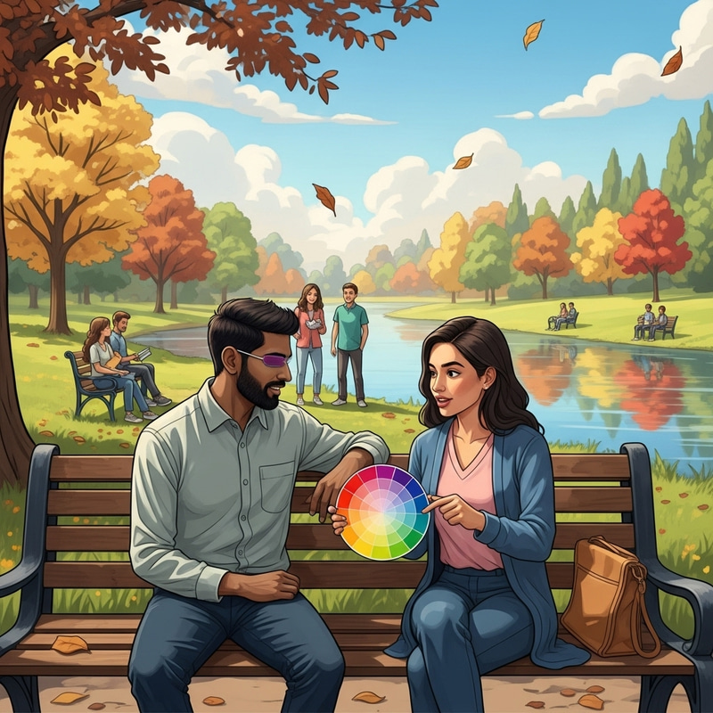 Colorblind Man Understands Colors in Calm Park Scene | Unique Interaction Colorblind Man Understands Colors in Calm Park Scene | Unique Interaction