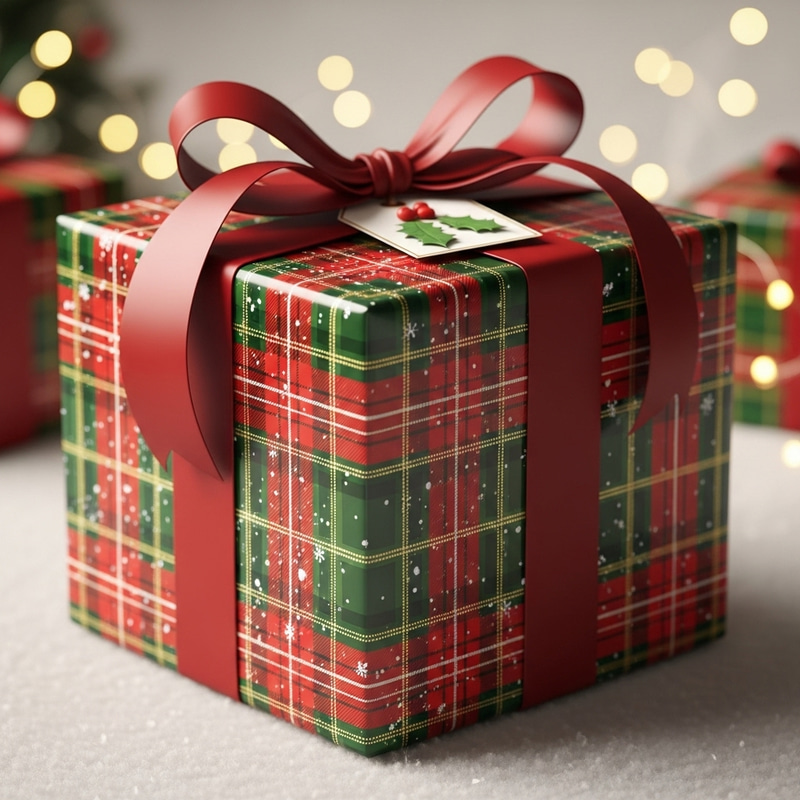 Festive Cube Gift Box - Holiday Wrapped Present