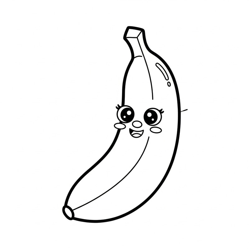 Cute Banana Coloring Page for Kids