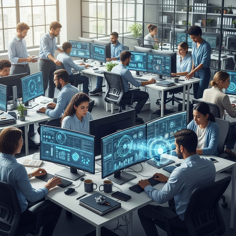 Cohesive Team in Modern Setting | Future Technology Harmony Cohesive Team in Modern Setting | Future Technology Harmony