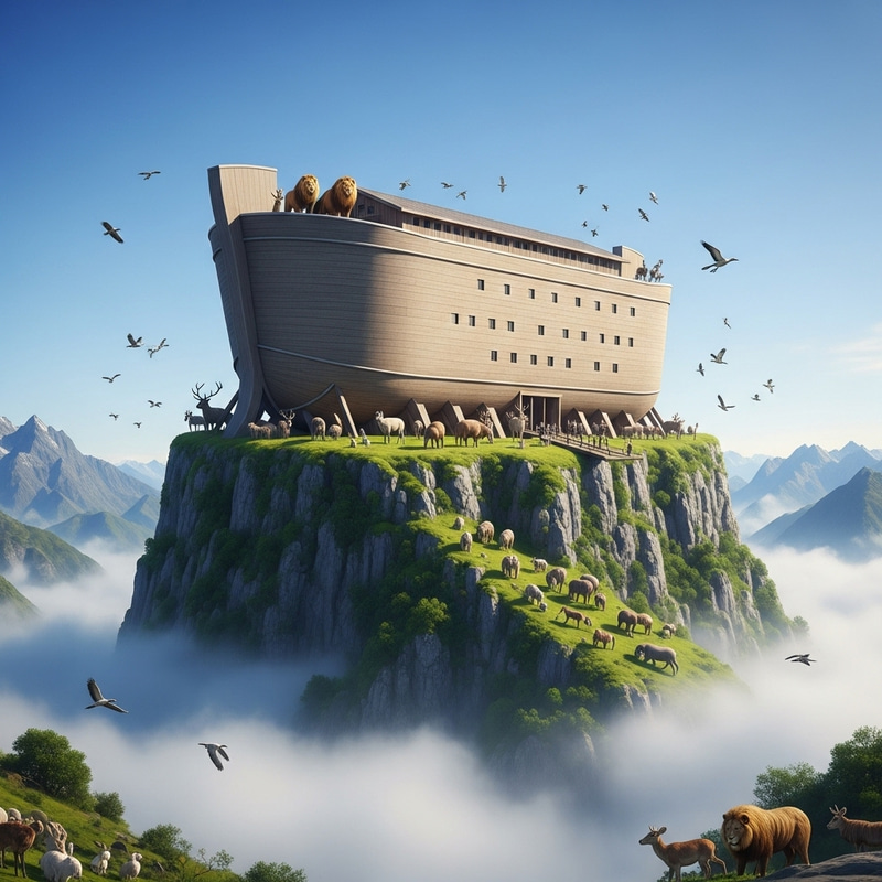 Noah's Ark on Mountain: A Majestic Biblical Tale Noah's Ark on Mountain: A Majestic Biblical Tale