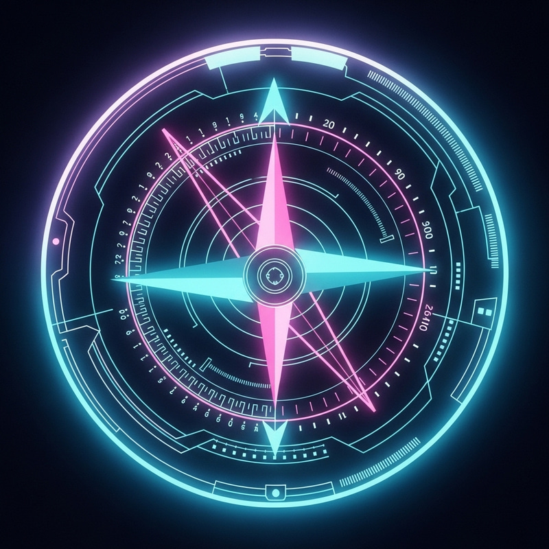 Futuristic Quantum Compass | Neon Colors, Glowing Light Futuristic Quantum Compass | Neon Colors, Glowing Light