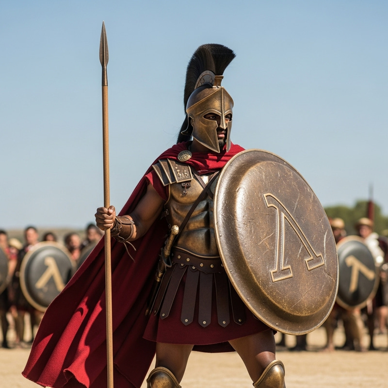 Black Spartan Soldier in Traditional Armor | Ancient Greece Warrior Black Spartan Soldier in Traditional Armor | Ancient Greece Warrior