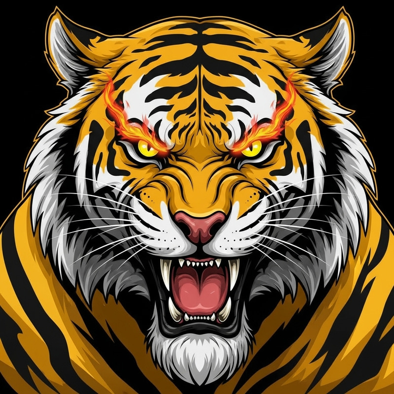 Yellow Jersey Angry Tiger Design - Bold & Vivid Yellow Jersey Angry Tiger Design - Bold & Vivid