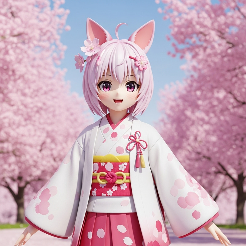 Cute 3D Naruto Character with Sakura Symbolism Cute 3D Naruto Character with Sakura Symbolism