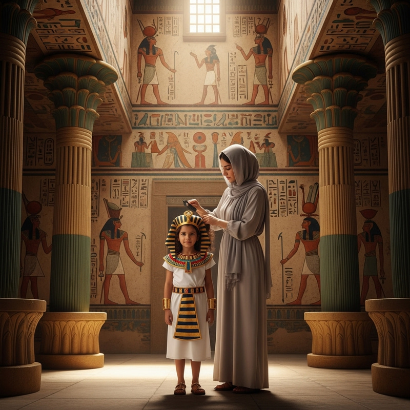 Veiled Mother and Little Pharaoh in Ancient Egypt Veiled Mother and Little Pharaoh in Ancient Egypt