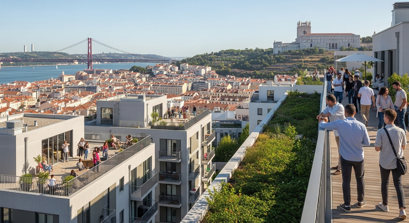 Spectacular City Valley View with Rooftop Greens & Suspension Bridge Spectacular City Valley View with Rooftop Greens & Suspension Bridge