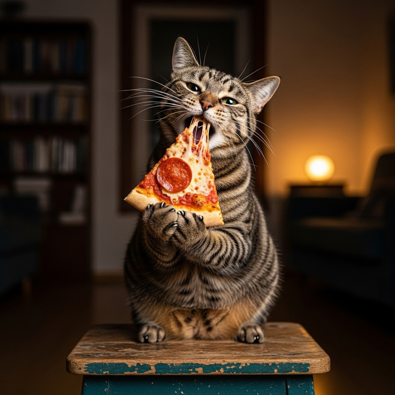 Funny Cat Eating Pizza: Enjoying a Slice Funny Cat Eating Pizza: Enjoying a Slice