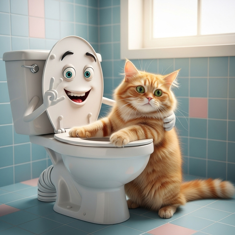 Quirky Toilet Holds Orange Cat | Bathroom Hijinks Quirky Toilet Holds Orange Cat | Bathroom Hijinks