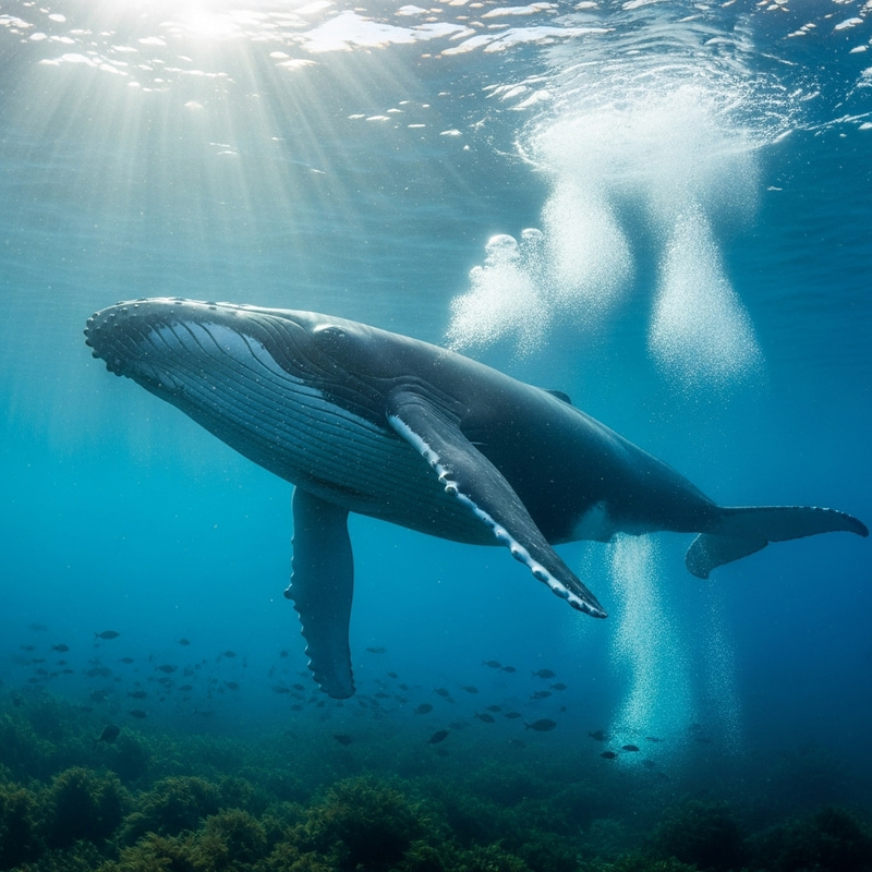 Majestic Whale Swimming in Ocean | Wildlife Photography