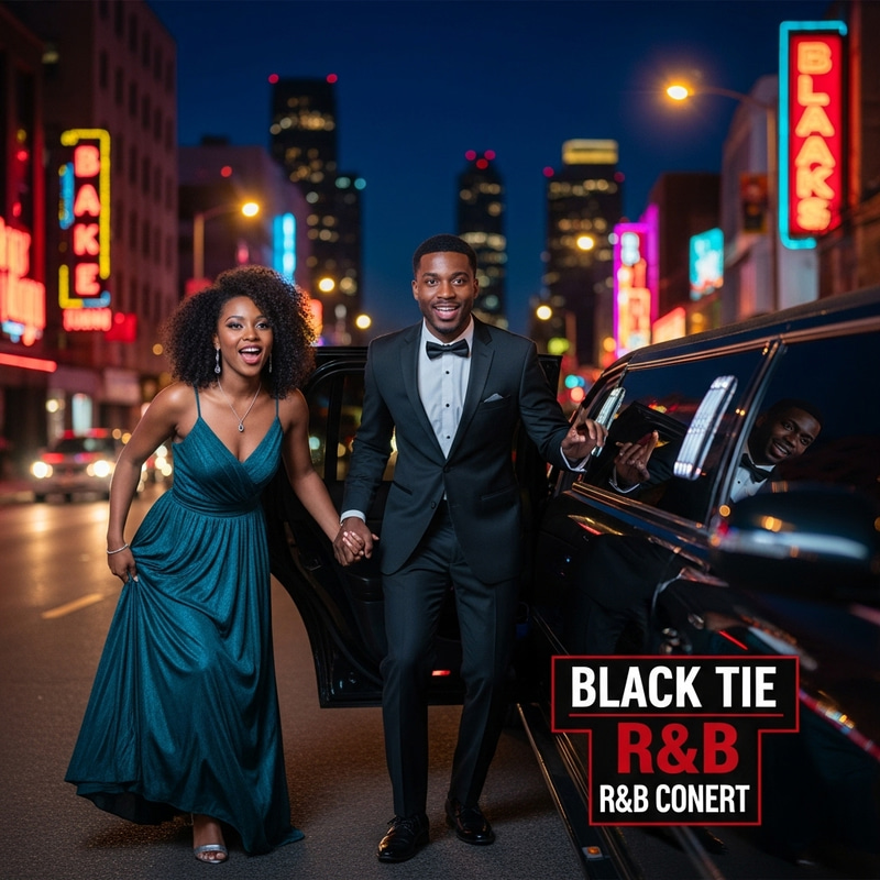 Vibrant Black Tie R&B Concert Arrival Scene Vibrant Black Tie R&B Concert Arrival Scene