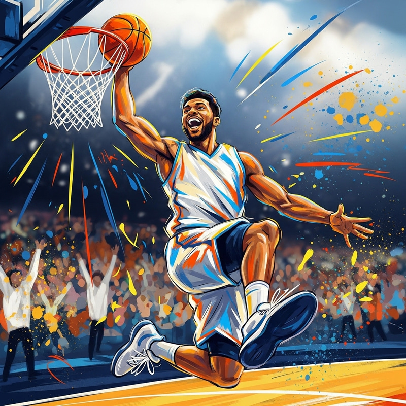 Vibrant Basketball Art: Energetic Player in Action