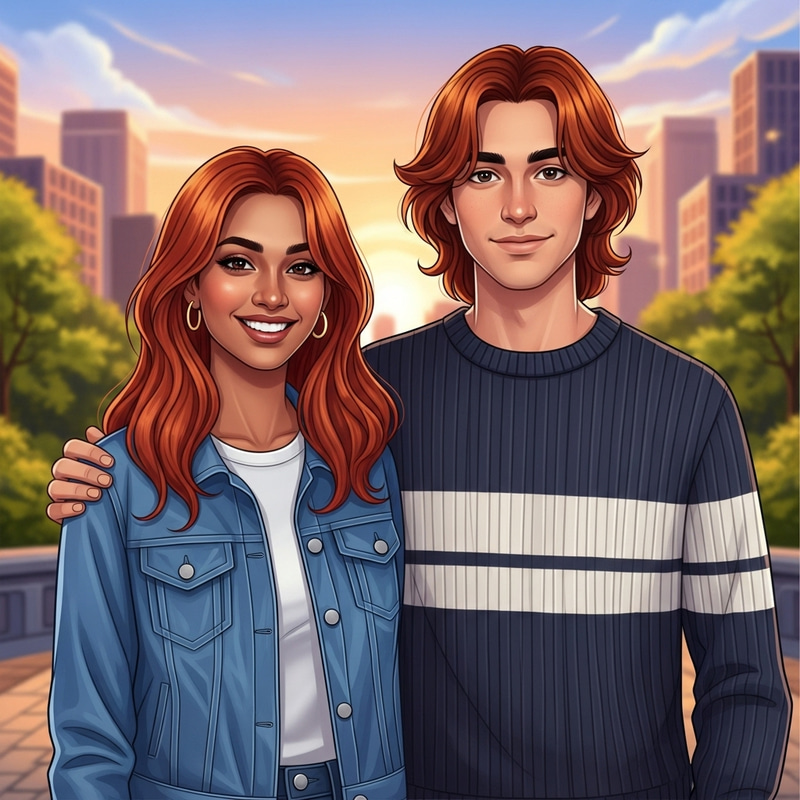 Redhead Best Friends: Joyful Moments in City Park Redhead Best Friends: Joyful Moments in City Park