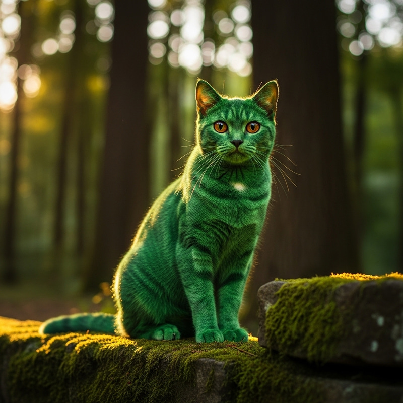 Green Cat: Cute and Playful Feline - Un Gato Verde Green Cat: Cute and Playful Feline - Un Gato Verde